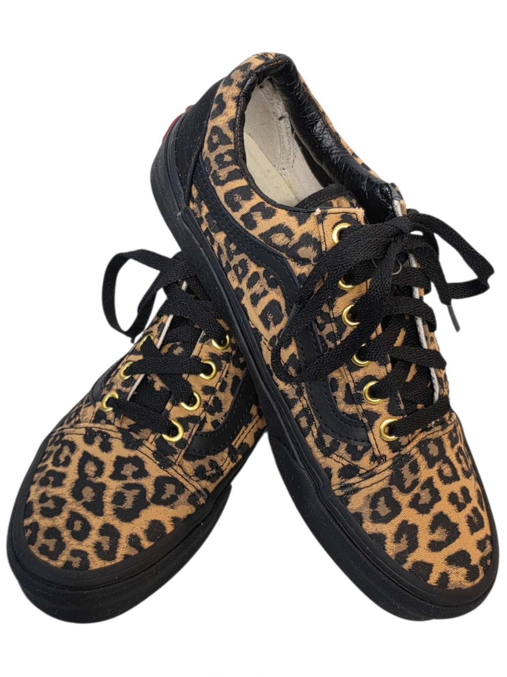 Vans Leopard Print Low-Top Sneakers - Black & Tan